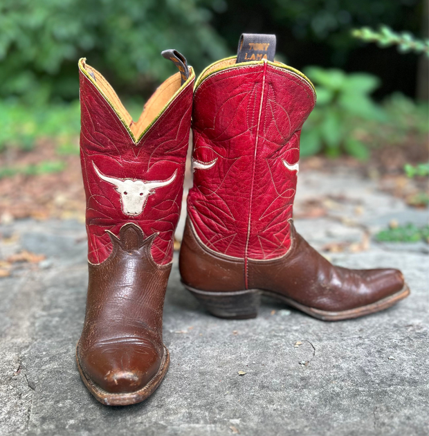 Women’s Size 7 M - 1950’s Tony Lama Iconic Cowboy Western Boots Longhorn Inlays