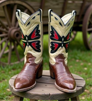 1970s • TEXAS BOOTS • Butterfly Inlay • Men’s 9 D