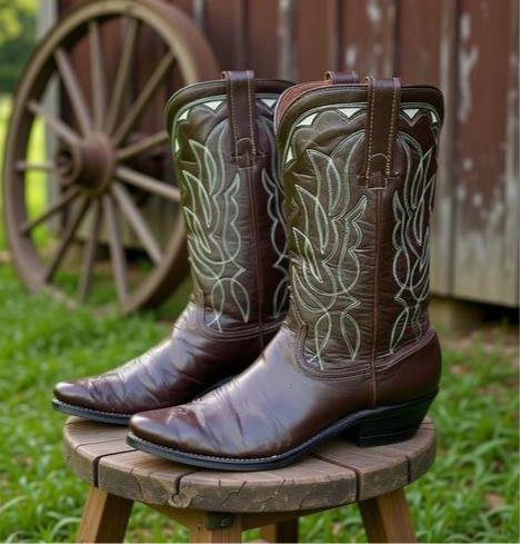 1960s • ACME • Chocolate Vine-Stitch Western • Women’s 8