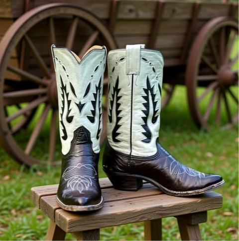 1960s • Nocona • “Arrowhead” Two-Tone Inlay Boots • Men’s 9.5 B