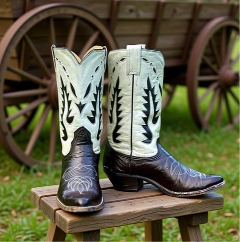1960s • Nocona • “Arrowhead” Two-Tone Inlay Boots • Men’s 9.5 B