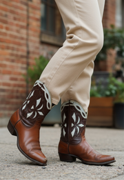 Women’s Size 9 M - 1950’s Tex Tan Of Yoakum Cowboy Western Boots Inlays