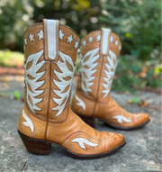 Custom 1981 Eagle + Stars Inlay Cowgirl Boots – Ladies 8.5
