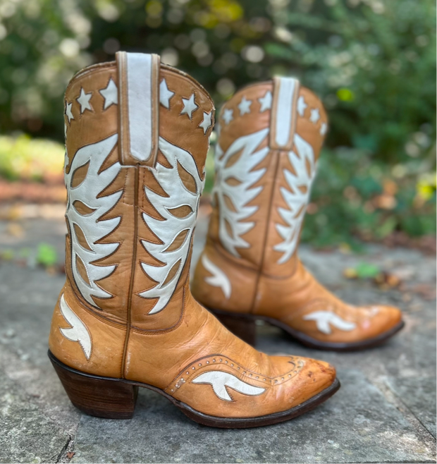 Custom 1981 Eagle + Stars Inlay Cowgirl Boots – Ladies 8.5