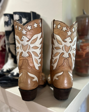 Custom 1981 Eagle + Stars Inlay Cowgirl Boots – Ladies 8.5