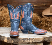 Men’s Size 11 D - Tony Lama Vintage Cowboy Western Boots Unique Inlay Design