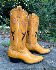 Women’s Size 8 C - Ralph Lauren 1970’s NOS Cowboy Western Boots Floral Inlays