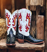 Women’s Size 7.5 M - Don Quijote Vintage NOS Cowboy Western Boots Unique Inlay Design