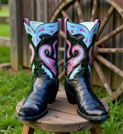 1960s • Tony Lama • “Pink Phoenix” Inlay Boots • Men’s 9.5 B