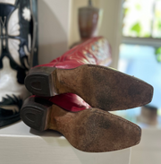 1950s Justin • “Flame Stitch” • Red Inlay Boots • Women’s 6.5 M