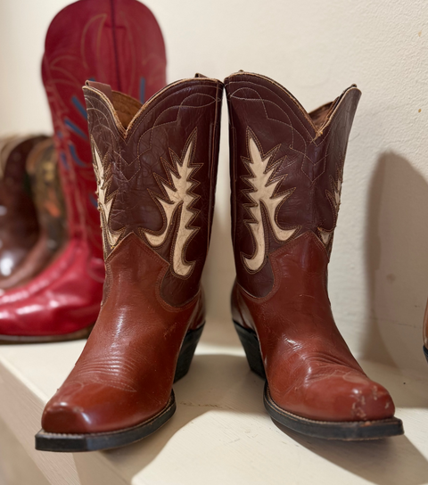 1950s • Western Classic • “Cream Flame” Pee-Wee Boots • Women’s 6.5 M