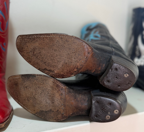 1950s • Tony Lama • Navy & Turquoise Starburst Inlays • Men’s 9.5 D