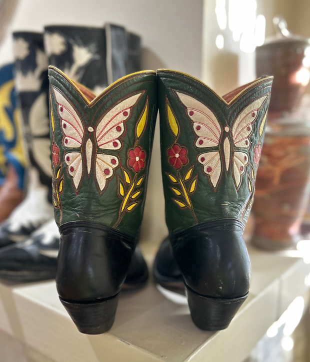 1950s • Butterfly Inlay • Two-Tone Shorty • Women’s 8.5 M