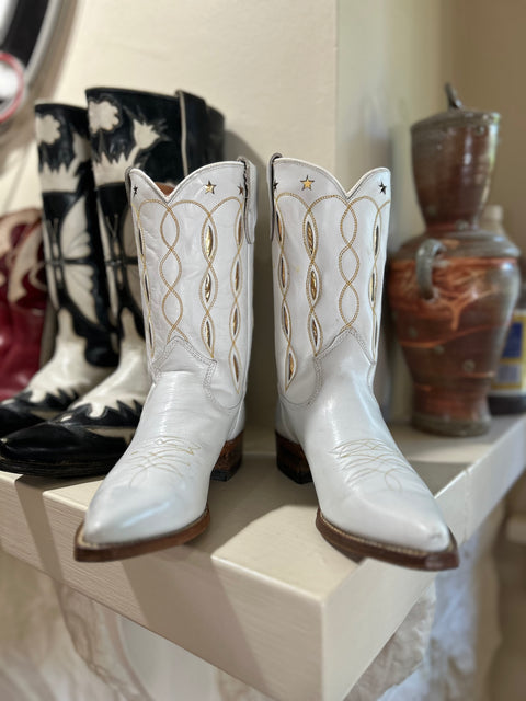 1970s • Texas Boot Co. • “Golden Starburst” Inlay Boots • Women’s 8 A (narrow) • Original Box