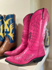 Women’s Size 7.5 M - Vintage Cowboy Western Boots Pink Butterfly Embroidered