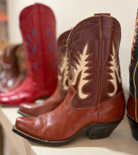 1950s • Western Classic • “Cream Flame” Pee-Wee Boots • Women’s 6.5 M