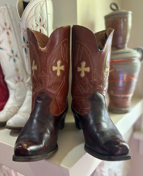 Men’s Size 11 D - 1950’s Cowboy Western Boots Inlays