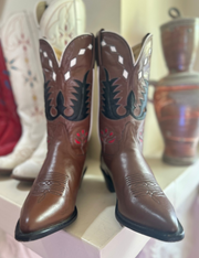 1990s • TONY LAMA • Desert Bloom Inlay Western • Women’s 7 B