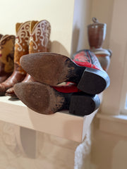 1970s Tony Lama Red-Black Eagle Inlays — Women’s 7.5 M