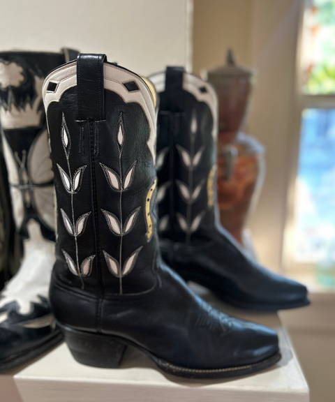 1990s • Austin Hall • “Lucky Horseshoe” Inlay Boots • Men’s 8 D