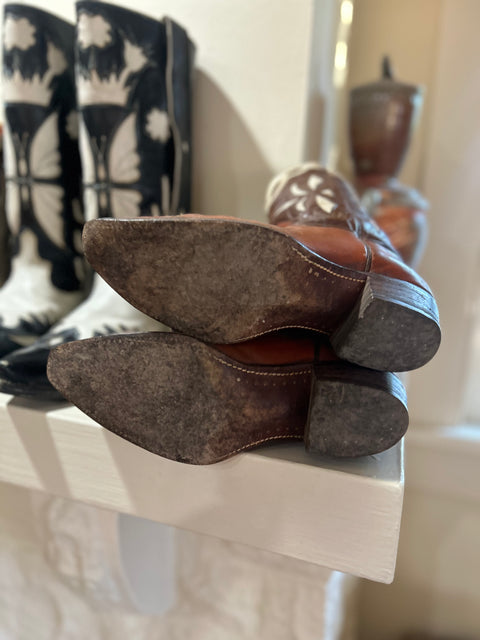 Women’s Size 9 M - 1950’s Tex Tan Of Yoakum Cowboy Western Boots Inlays