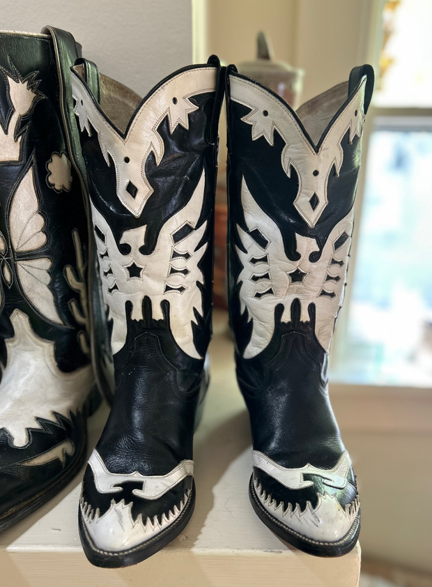 1980s • Cowtown • “Shadowbird” Inlay Boots · Women’s 9.5
