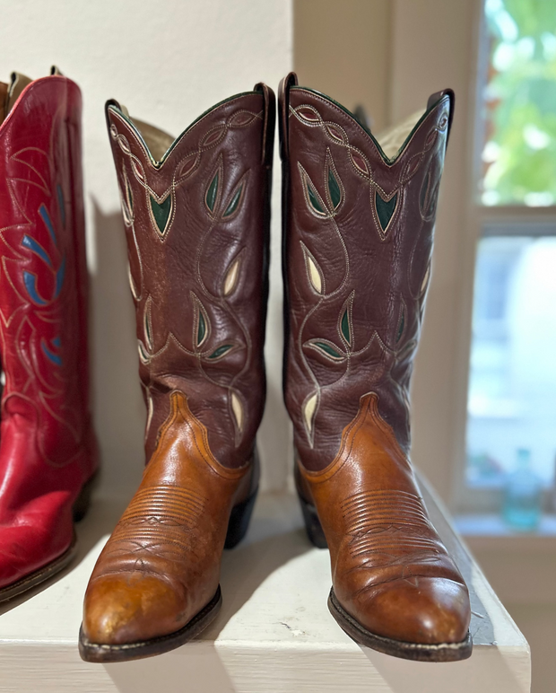 1970s • Ralph Lauren • Western Inlay Cowgirl Boot• Women’s Size 9A