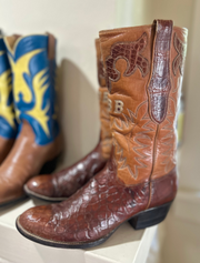1960s • Custom Shop • Alligator & Monogram Show Cowboy Boots • Men’s 9.5 D