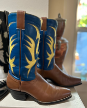 1990s • Austin Hall • Two-Tone Flame Inlay Boots • Men’s 8 D