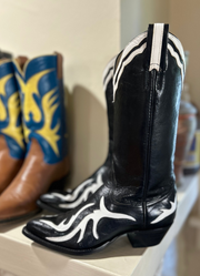 Women’s Size 7 B - Larry Mahan Vintage Cowboy Western Boots Unique Inlays NOS