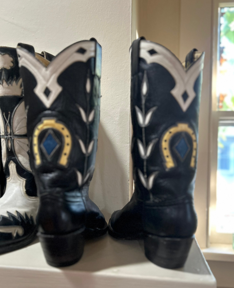 1990s • Austin Hall • “Lucky Horseshoe” Inlay Boots • Men’s 8 D