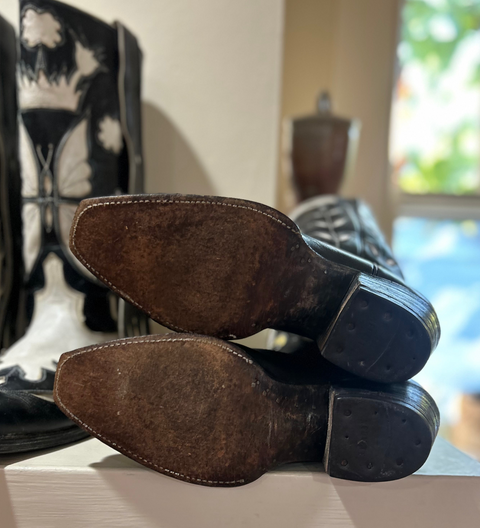 1990s • Austin Hall • “Lucky Horseshoe” Inlay Boots • Men’s 8 D