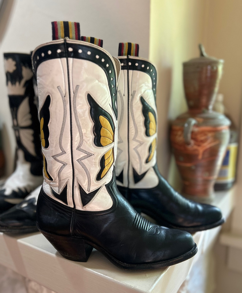 1990s · Griffith Blucher · “Butterfly Inlay” Boots · Men’s 8 D