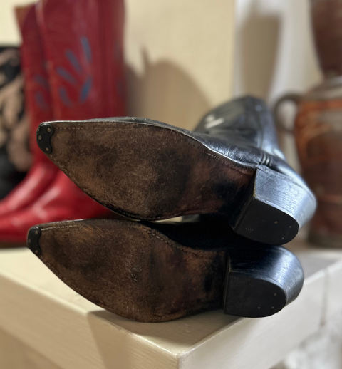 1980s • Code West • “Black Flame” Inlay Boots • Women’s 6 M