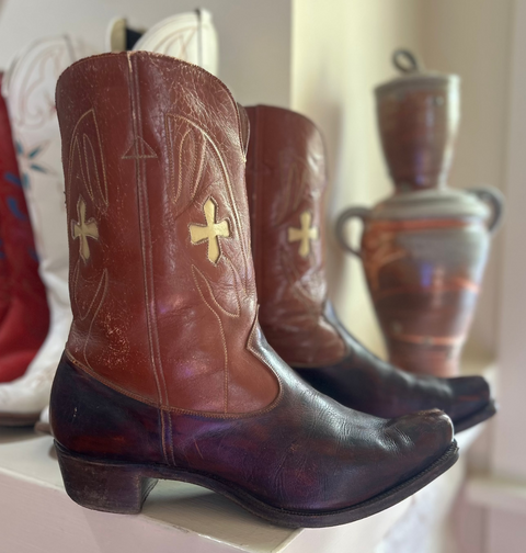Men’s Size 11 D - 1950’s Cowboy Western Boots Inlays