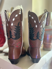 1990s • TONY LAMA • Desert Bloom Inlay Western • Women’s 7 B