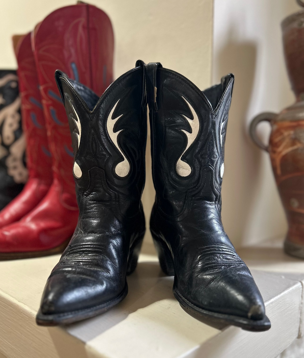 1980s • Code West • “Black Flame” Inlay Boots • Women’s 6 M
