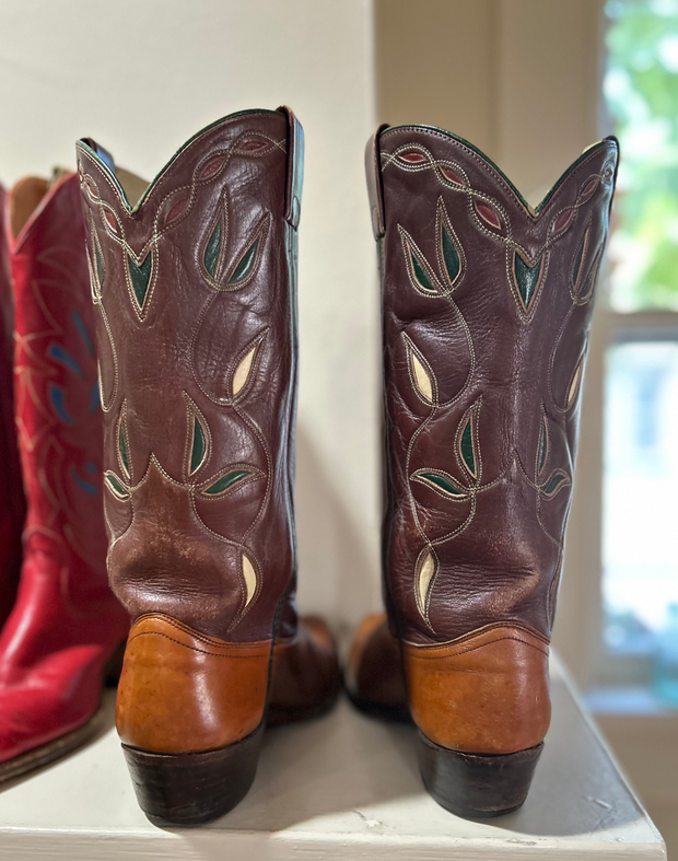 1970s • Ralph Lauren • Western Inlay Cowgirl Boot• Women’s Size 9A