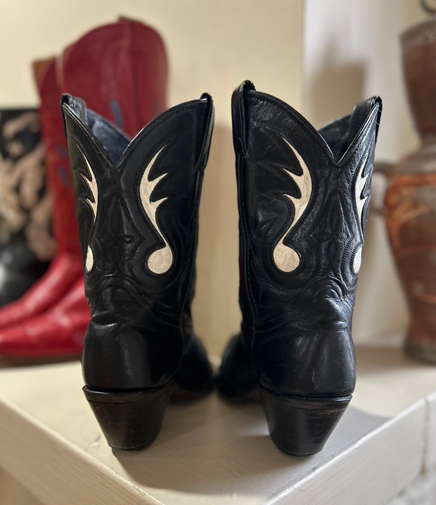 1980s • Code West • “Black Flame” Inlay Boots • Women’s 6 M