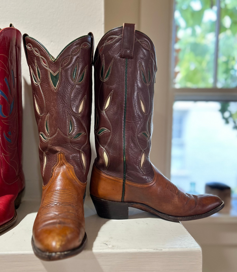 1970s • Ralph Lauren • Western Inlay Cowgirl Boot• Women’s Size 9A