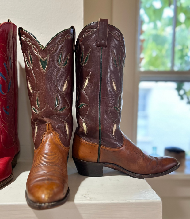 1970s • Ralph Lauren • Western Inlay Cowgirl Boot• Women’s Size 9A