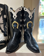 1990s • Austin Hall • “Lucky Horseshoe” Inlay Boots • Men’s 8 D