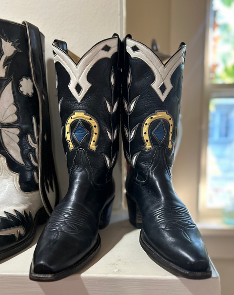1990s • Austin Hall • “Lucky Horseshoe” Inlay Boots • Men’s 8 D