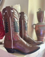 1990s • TONY LAMA • Desert Bloom Inlay Western • Women’s 7 B