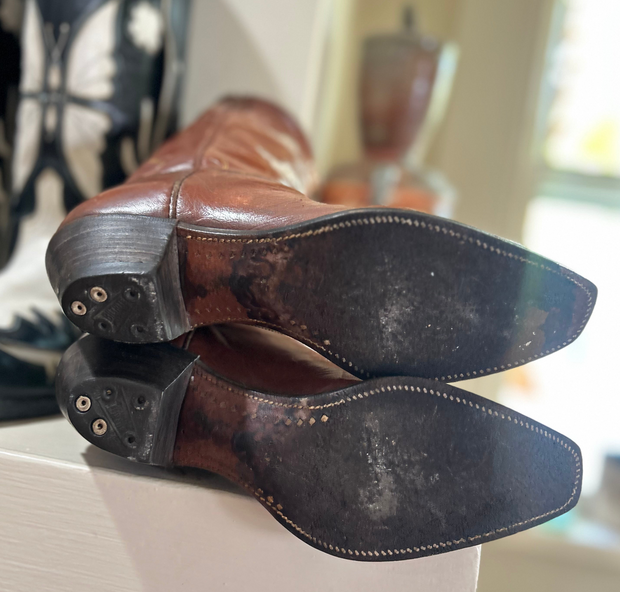 1940’s Cowboy Western Boots Butterfly and Floral Inlays Women’s 7 B