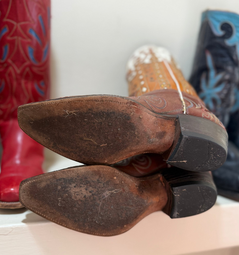 1960s • Multi-Inlay & Tooled Cowgirl Boots • Women’s 8.5 M