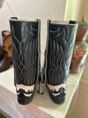 1960s • Custom Made • Black & White Butterfly Inlay Western • Men’s 10 D