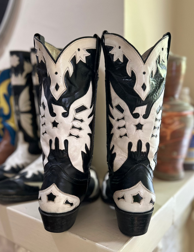 1980s • Cowtown • “Shadowbird” Inlay Boots · Women’s 9.5