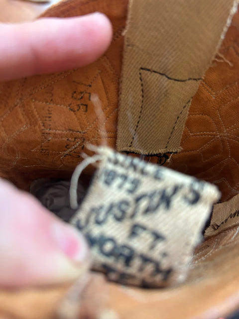 Women’s Size 5.5 M - 1950’s Justin Cowboy Western Boots Inlays Cloth Pulls