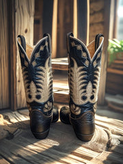 Women’s Size 9 M - Tony Lama Vintage Cowboy Western Boots Black Label Inlays